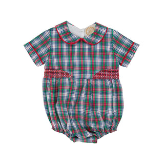 Brently Bubble Prestonwood Plaid With Richmond Red Smocking - TBBC-Boys One-Piece-Simply Blessed Children's Boutique