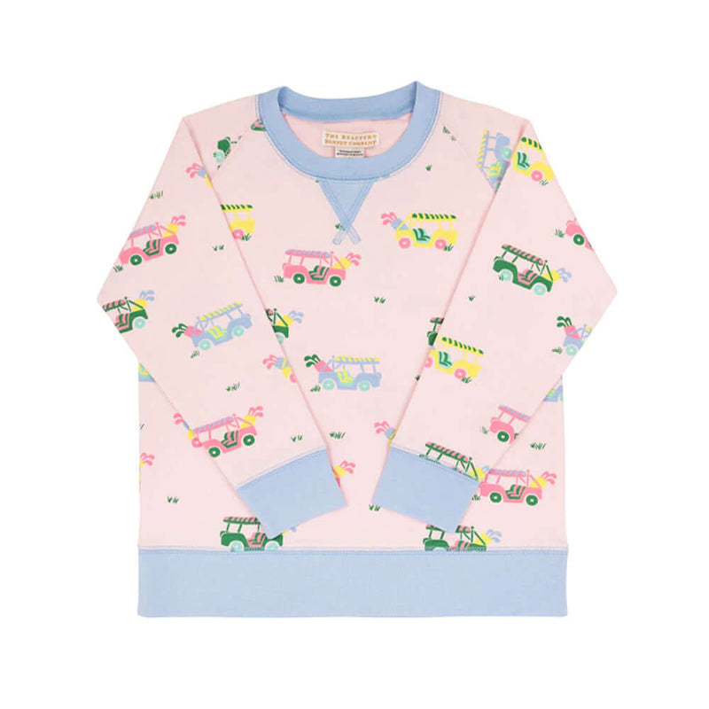 Cassidy Comfy Crewneck - Greenville Golf Buggy With Beale Street Blue