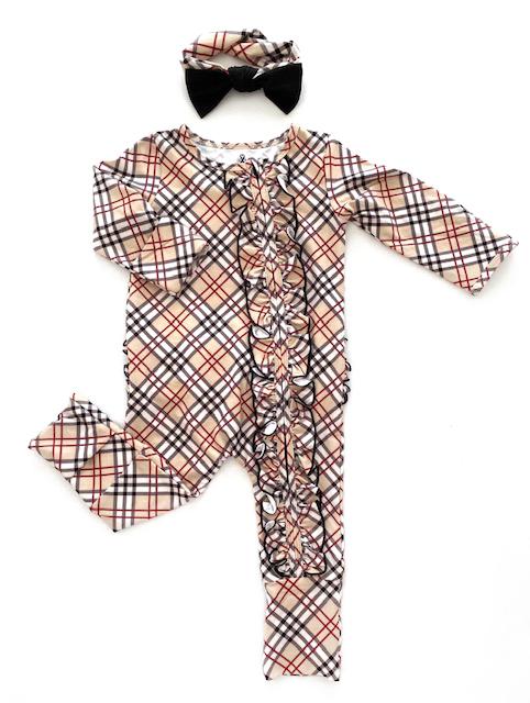 Berry Plaid Ruffled Baby Romper by Charlie's Project-Baby One-Pieces-Simply Blessed Children's Boutique