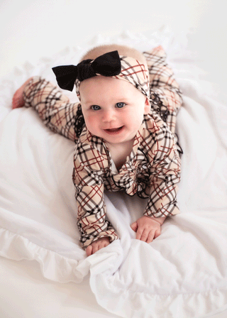 Berry Plaid Ruffled Baby Romper by Charlie's Project