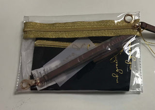 Clear Stadium Wristlet with Gold Trim - mb greene-Bags-Simply Blessed Children's Boutique