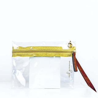 Clear Stadium Wristlet with Gold Trim - mb greene-Bags-Simply Blessed Children's Boutique