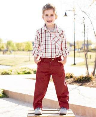 Cranberry Straight Chino Pants-Boys Outfit Sets-Simply Blessed Children's Boutique