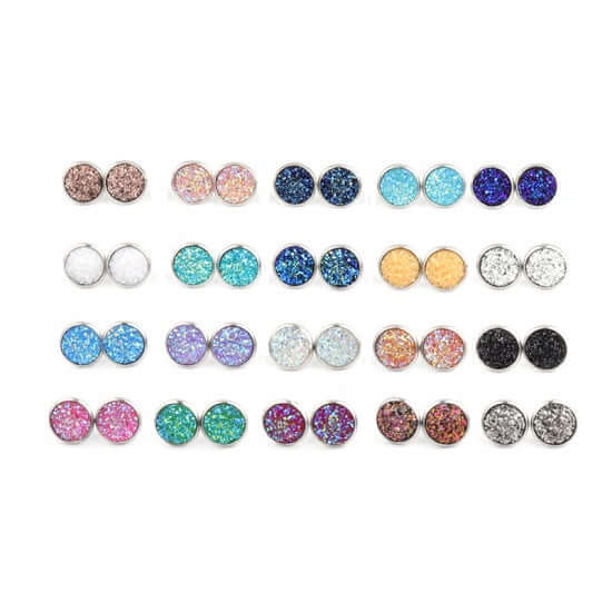 Assorted colors Druzy post Earrings