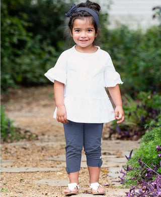 Faux Denim Bow-Detail Capri Leggings - Ruffle Butts-Girls Leggings/Bottoms-Simply Blessed Children's Boutique