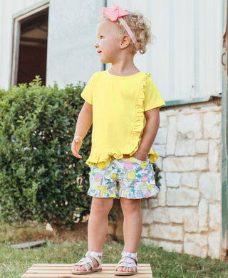 Lemon Ruffle Detail Top-Girls-Simply Blessed Children's Boutique