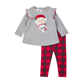 Girl's Santa Tunic & Legging Set-Girls Outfit Sets-Simply Blessed Children's Boutique