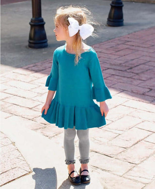 Gray Footless Ruffle Tights-Girls Leggings/Bottoms-Simply Blessed Children's Boutique