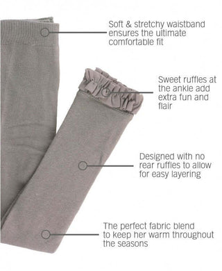 Gray Footless Ruffle Tights-Girls Leggings/Bottoms-Simply Blessed Children's Boutique