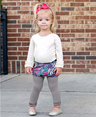 Gray Footless Ruffle Tights-Girls Leggings/Bottoms-Simply Blessed Children's Boutique