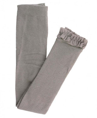 Gray Footless Ruffle Tights-Girls Leggings/Bottoms-Simply Blessed Children's Boutique