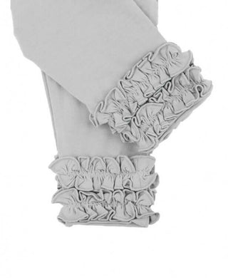 Gray Ruffle Leggings-Girls Leggings/Bottoms-Simply Blessed Children's Boutique