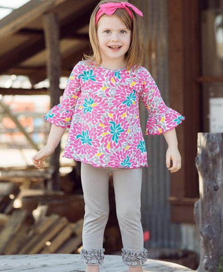 Gray Ruffle Leggings-Girls Leggings/Bottoms-Simply Blessed Children's Boutique