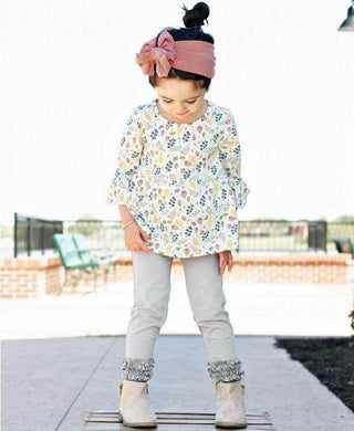 Gray Ruffle Leggings-Girls Leggings/Bottoms-Simply Blessed Children's Boutique