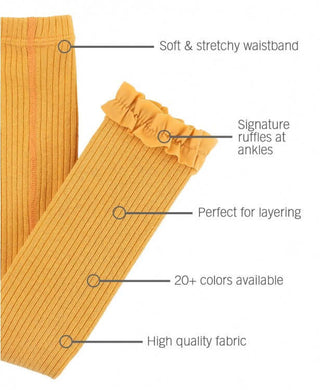 Honey Ribbed Footless Ruffle Tights - Ruffle Butts-Girls Leggings/Bottoms-Simply Blessed Children's Boutique