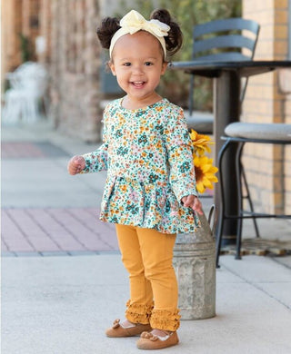 Honey Ruffle Leggings - Ruffle Butts-Girls Leggings/Bottoms-Simply Blessed Children's Boutique