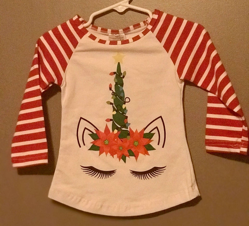 Christmas Unicorn Shirt-Girls-Simply Blessed Children's Boutique