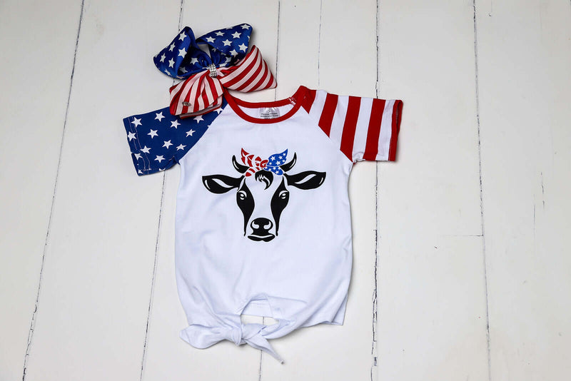 Mom & Me Patriotic Cow Shirt-Girls-Simply Blessed Children's Boutique