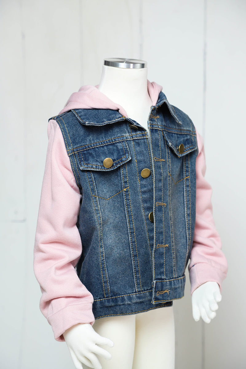 Hooded Fleece Jeans Jacket-Girls-Simply Blessed Children's Boutique