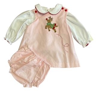 Pink Reindeer Baby Girl Outfit