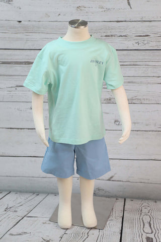 J Bailey Fish With Hooks T-Shirt on Seaglass Green Shirt-Boys-Simply Blessed Children's Boutique