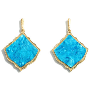 Gold Drop Earrings Featuring a Moroccan Glass Stone Teardrop Pendant