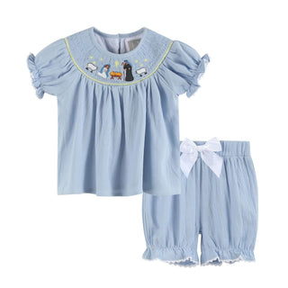 Light Blue Nativity Smocked Dress and Bloomers Set-Misc.-Simply Blessed Children's Boutique