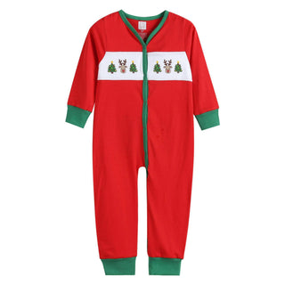 Lil Cactus Red Christmas Tree Ruffle Flap Pajamas-Boys Sleepwear-Simply Blessed Children's Boutique