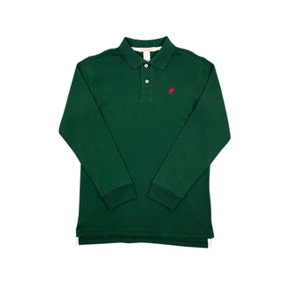 Long Sleeve Prim & Proper Polo & Onesie Grier Green With Richmond Red Stork