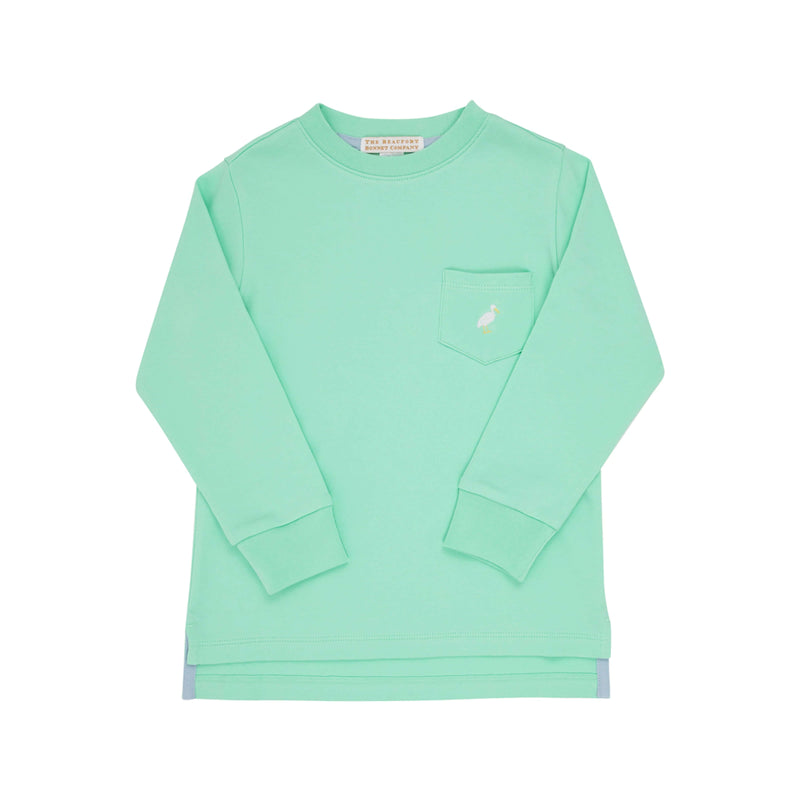 Long Sleeve Carter Crewneck Grace Bay Green With Multicolor Stork