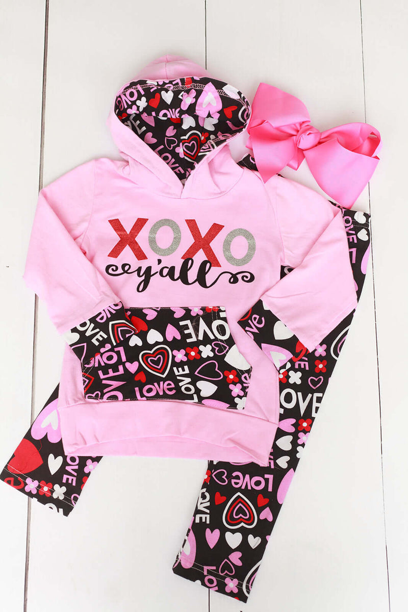 XOXO Hoodie Outfit-Girls-Simply Blessed Children's Boutique