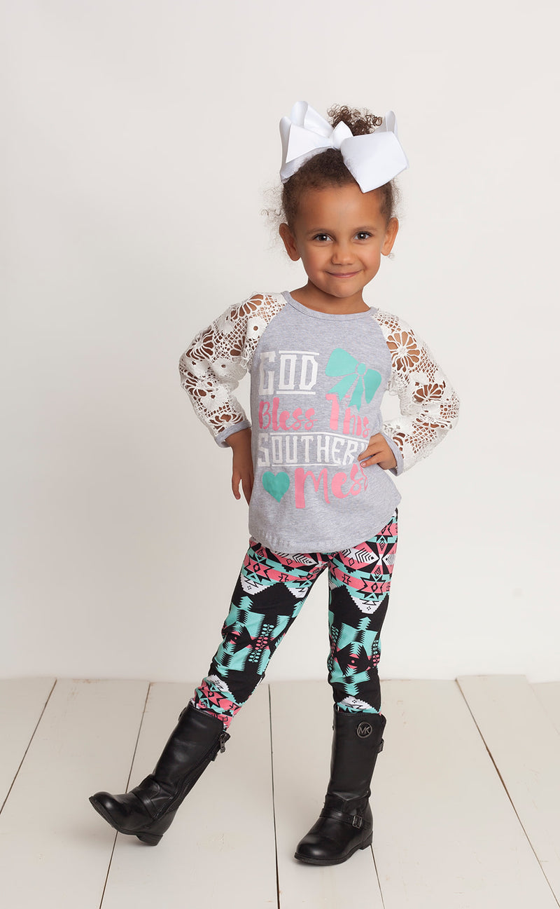 God Bless This Southern Mess Outfit-Girls-Simply Blessed Children's Boutique