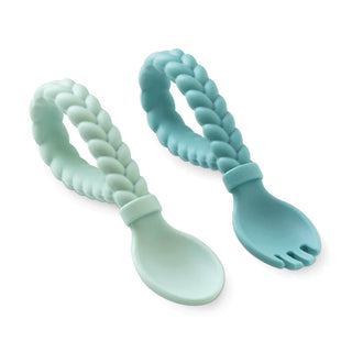 Mint Sweetie Spoons™ Spoon + Fork Set-Baby Accessories-Simply Blessed Children's Boutique