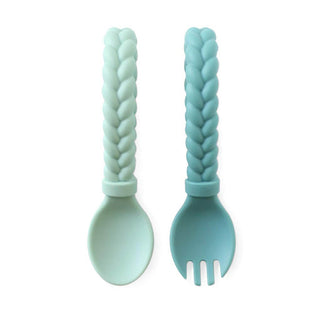Mint Sweetie Spoons™ Spoon + Fork Set-Baby Accessories-Simply Blessed Children's Boutique