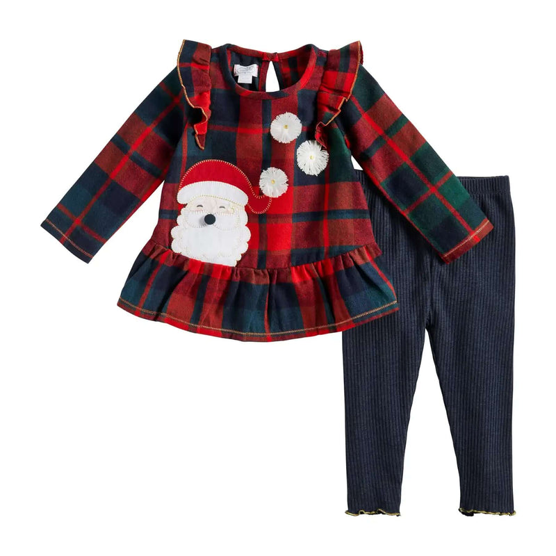 Mud Pie Plaid Santa Tunic & Legging Set