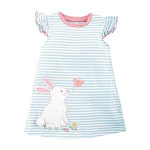 mud pie Baby Girl Pink Bunny Pocket Sleeper Girls Easter Tshirt Dress (Sizes 12 Months-5T)