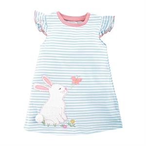 mud pie Baby Girl Pink Bunny Pocket Sleeper Girls Easter Tshirt Dress (Sizes 12 Months-5T)