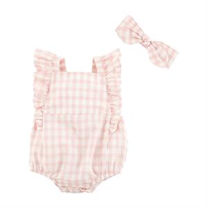 Mud Pie Baby Girl Pink Checkered Easter Outfit & Matching Headband