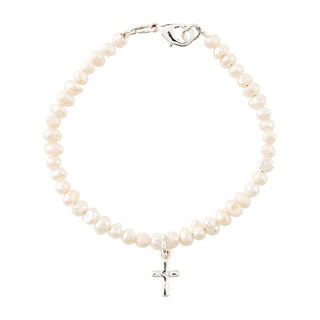 Baby's First Pearl Bracelet with Cross