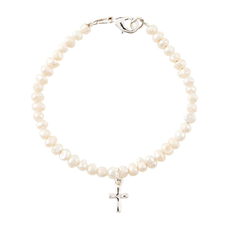 Baby's First Pearl Bracelet with Cross