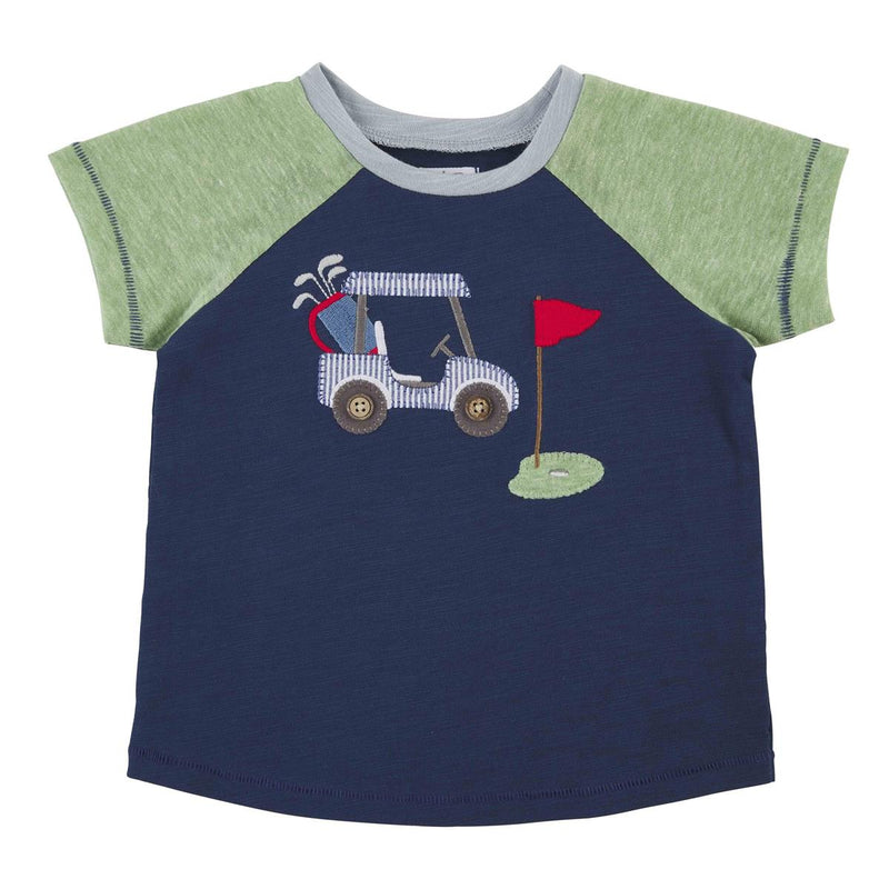 mud pie boys short sleeve shirt with golf cart applique
