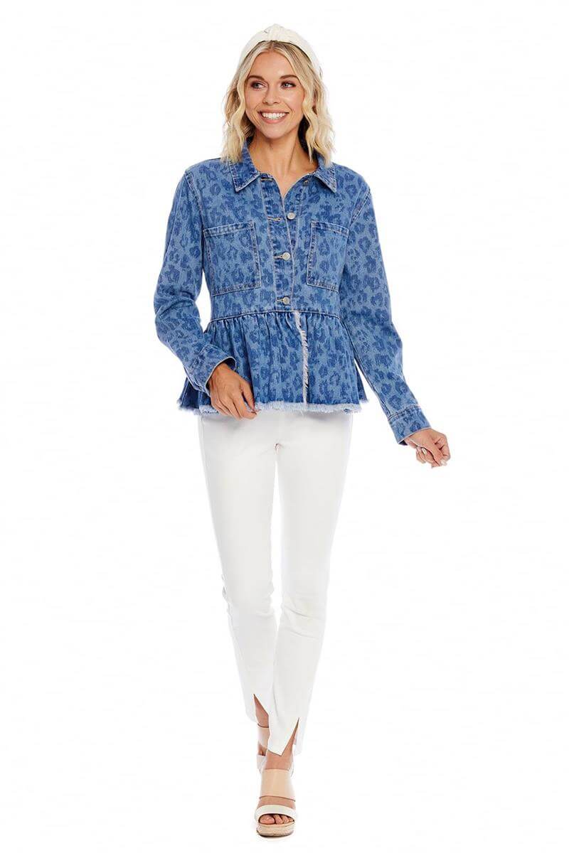 Blue Leopard Denim Jacket