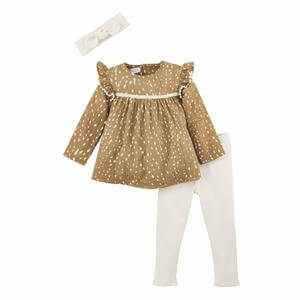 Mud Pie Fawn Dress With Leggings & Headband Set
