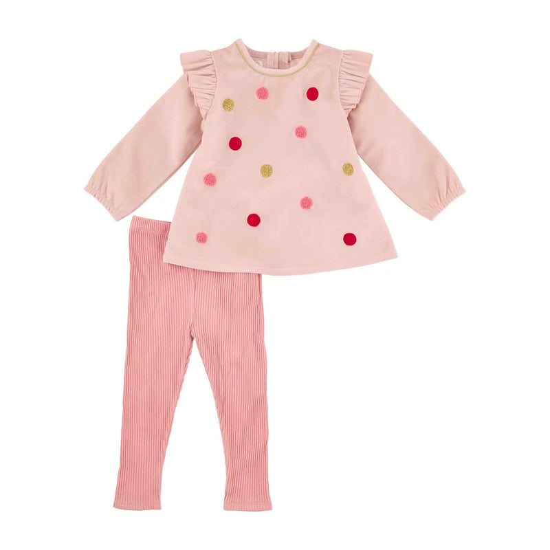 Mud Pie Pink Polka Dot Girls Tunic & Legging Set