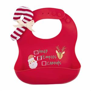 Red Xmas Silicone Bib Set