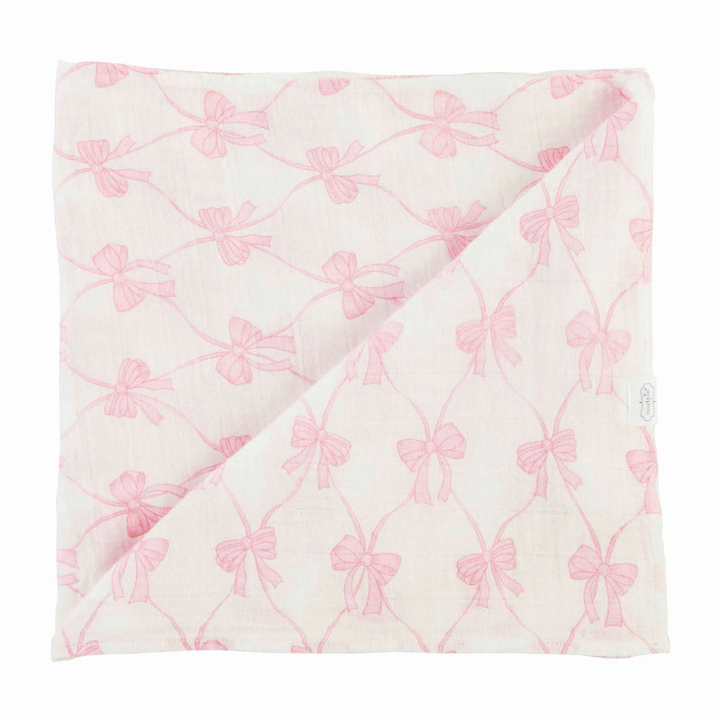 mud pie pink bow & swaddle blanket