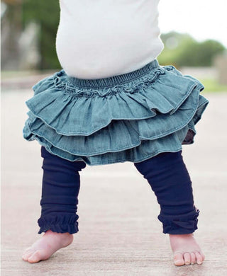 Navy Footless Ruffle Tights-Girls Leggings/Bottoms-Simply Blessed Children's Boutique