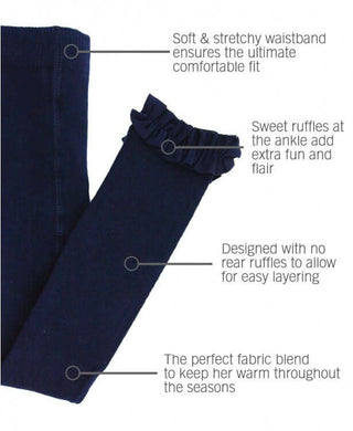 Navy Footless Ruffle Tights-Girls Leggings/Bottoms-Simply Blessed Children's Boutique