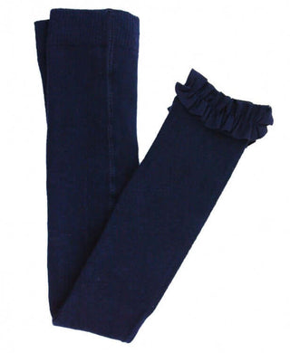 Navy Footless Ruffle Tights-Girls Leggings/Bottoms-Simply Blessed Children's Boutique