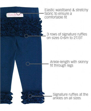 Navy Ruffle Leggings - Ruffle Butts-Girls Leggings/Bottoms-Simply Blessed Children's Boutique